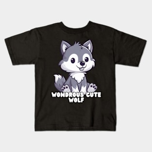 Cute Wondrous wolf Sitting Illustration Kids T-Shirt